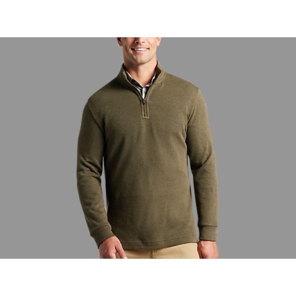 Joseph Abboud Olive Modern Fit French Rib 1/4 Zip Knit Sweater, XXL Men's Casual